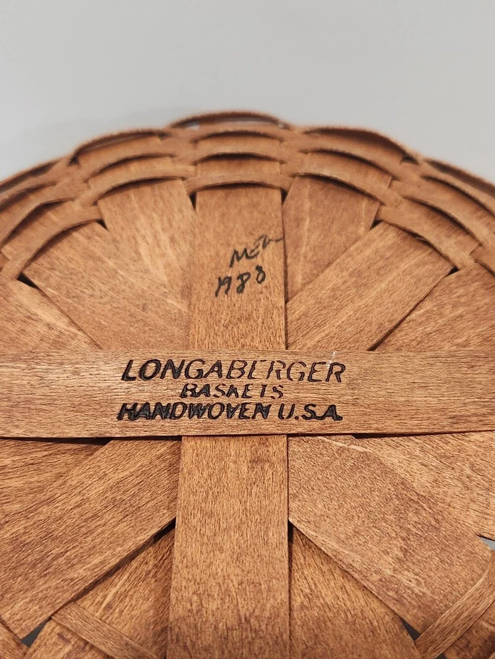 Longaberger Vintage VTG Handwoven Round Button Basket